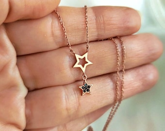 14K Gold Star Pendant Necklace: Dainty Celestial Jewelry