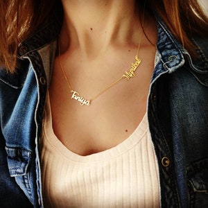 Personalized 14K Solid Gold Two Name Necklace