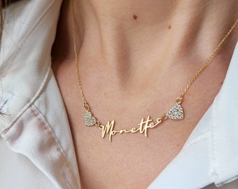 Herz Anhänger mit Anfangsnamen, Auge Halskette, Gold Halskette, personalisierte Halskette, minimalistisches Geschenk, Schmuck für Frau, Geburtstagsgeschenk,