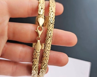 Byzantine Chain, 14K Solid Gold Byzantine Necklace, Bali Jewelry, Width 6mm, Necklace For Men, Gold King Chain, Viking Chain, Mens Chain