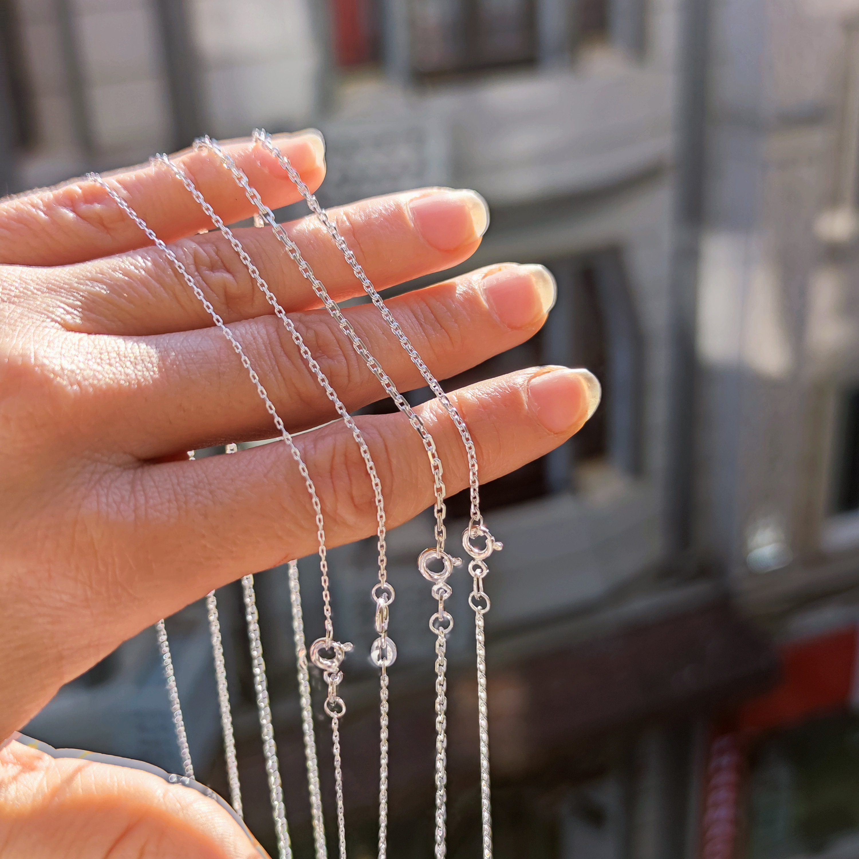 Dainty 925 Sterling Silver Cable Chain Necklace: Handmade Pendant