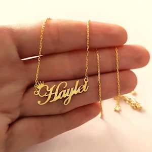 Benutzerdefinierte Namen Halskette, personalisierte Namen Halskette, Kronen Halskette, personalisierte Geschenke für sie, Brautjungfer Geschenke, Geschenk zum Valentinstag für sie