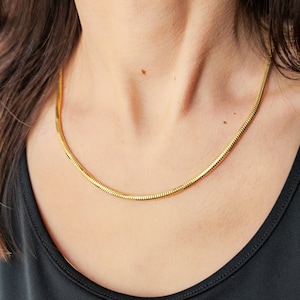 14K Gold Round Snake Chain Necklace,  Gold Snake Necklace Chain, 14k Gold Chain, Fine Jewelry, Necklace For Women, Mothers Gift for Her,