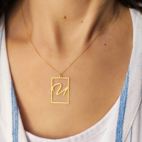 Buy Valentines Day Gifts for Her, Sideways Large Initial Necklace for Women  18K Gold Plated Stainless Steel Large Big Letter Monogram Necklace A-Z Name  Slanted Initial Necklace Initial Jewelry for Women Online