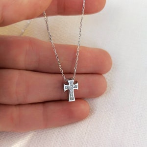 14K Gold Tiny Cross Necklace: Dainty Handmade Jewelry Gift