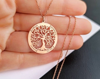 Custom Family Tree Necklace, Personalized Name Necklace, Kids Custom Name Jewelry, Multiple Names Necklace, Gift for Family, Gift for Mom,