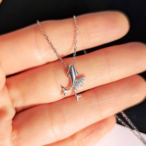 14K Gold Dolphin Necklace, Dainty Necklace, Gift For Animal Lovers, Dolphin Charm, Minimalist Gold Animal Jewelry, Nautical Gift For Women