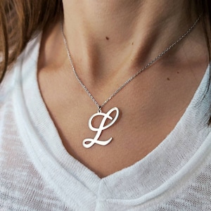 Script Initial Necklace, Personalized Name Necklace, Customized Letter Necklace, Gold Necklace, Gifts for Mom, Birthday Gift, Christmas Gift