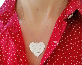 Customised Heart Necklace, Personalised Jewellery, Customised Necklace, Heart Shape, Custom Necklace, Silver Necklace, Necklace Gift,