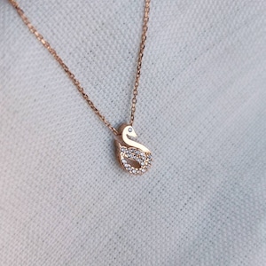 14K Solid Gold Swan Necklace, Gold Bird Necklace, Animal Jewelry, Mothers Day Gift, Unique Jewelry, Dainty Necklace, Fine Jewelry For Her,