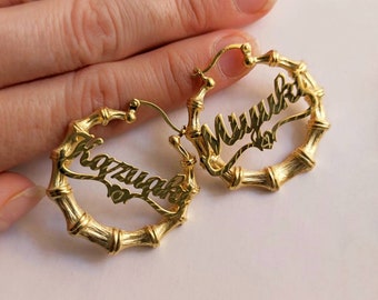Nameplate Earrings - Etsy