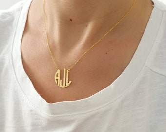 Dainty Monogram Necklace: Personalized Sterling Silver Initial Jewelry