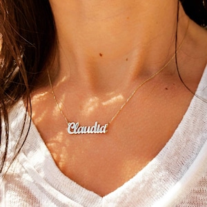 10K 14K 18K Gold Personalized Nameplate Necklace, Custom Name Necklace for Women, 14K Real Gold Custom Jewelry, Personalized Gifts,