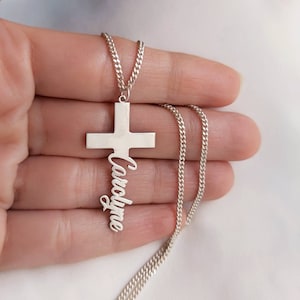 Personalized Name Cross Necklace: Sterling Silver, Gold, Rose Gold