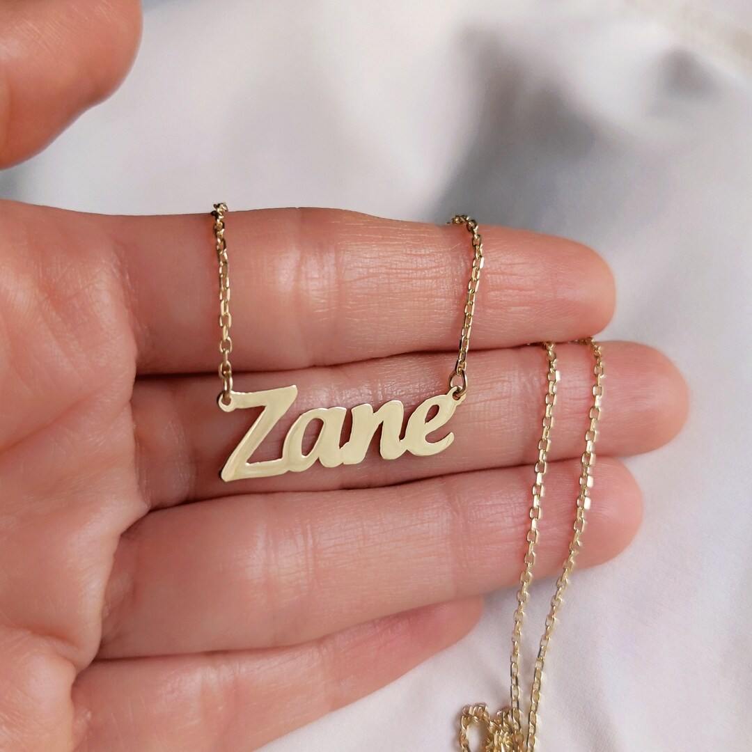 14K SOLID GOLD NAME Necklace, 14K Gold Dainty Name Necklace