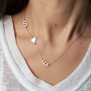 Sideways Initial Necklace, Minimalist Name Necklace, Gold Letter Necklace, Dainty Personalized Jewelry, Perfect Gift for Mom, Christmas Gift