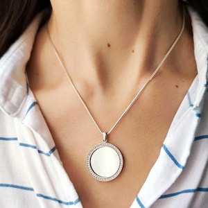 Mirror Pendant Charm, Personalized Jewelry, Mirror Negative Necklace, Gold Mirror Necklace, Minimalist Jewelry, Mirror Choker, Gift For Mom,