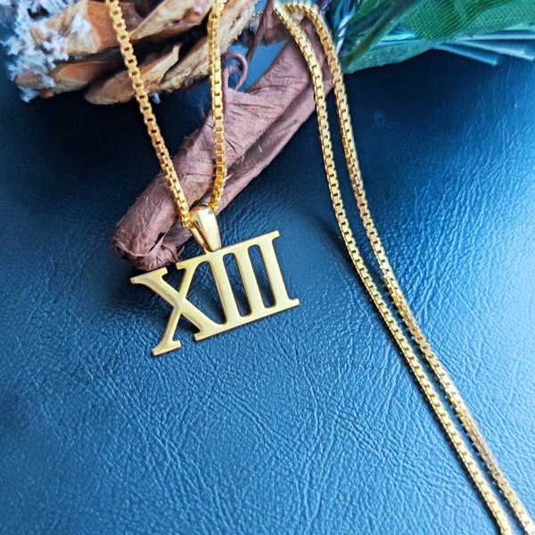 Personalized Roman Numerals Necklace, Custom Date Charm, Dainty Number Pendant, Birth Year Gift, Box Chain, Birthday Jewelry, Gifts For Her,