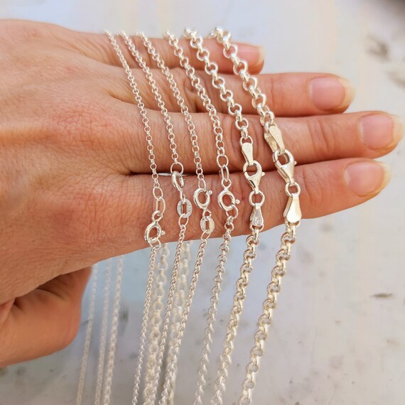 Collana Belcher In Argento 925 - Catena Lunga 55,9 Cm Con Chiusura A Bullone - HAR-0952