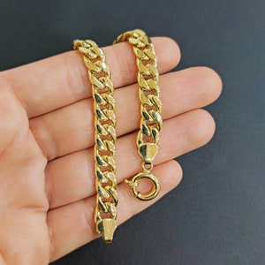 14k Gold Miami Cuban Bracelet, Real 14K Yellow Gold Miami Cuban Chain Bracelet, Men and Women Bracelet, 14k Gold Bracelet, 14k Gold Miami,
