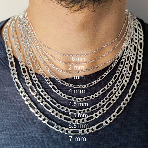 スターリングシルバーのフィガロチェーン：ペンダント用ハンドメイド