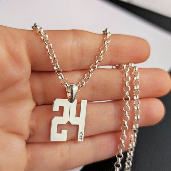 Sterling Silver Number Necklace Sports Number Pendant 23
