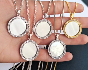 Sterling Silver Mirror Pendant Necklace: Celestial Jewelry Gift