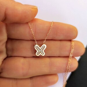 14K Solid Gold Butterfly Necklace, Minimalist Gold Charm Pendant, Tiny Gold Butterfly Necklace, Animal Fine Jewelry, Anniversary Gift Her,