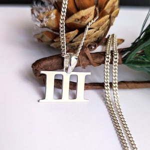 Joyas con números romanos, colgante con números, cadena de eslabones de plata, cadena para hombre, collar personalizado, regalo de fecha especial para hombres y mujeres, regalo hecho a mano