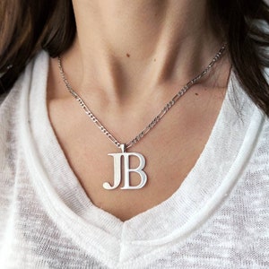 Collar con inicial personalizado, colgante con letra de gran tamaño, dije con inicial de pareja, letra grande personalizada, collar para hombres y mujeres, inicial doble