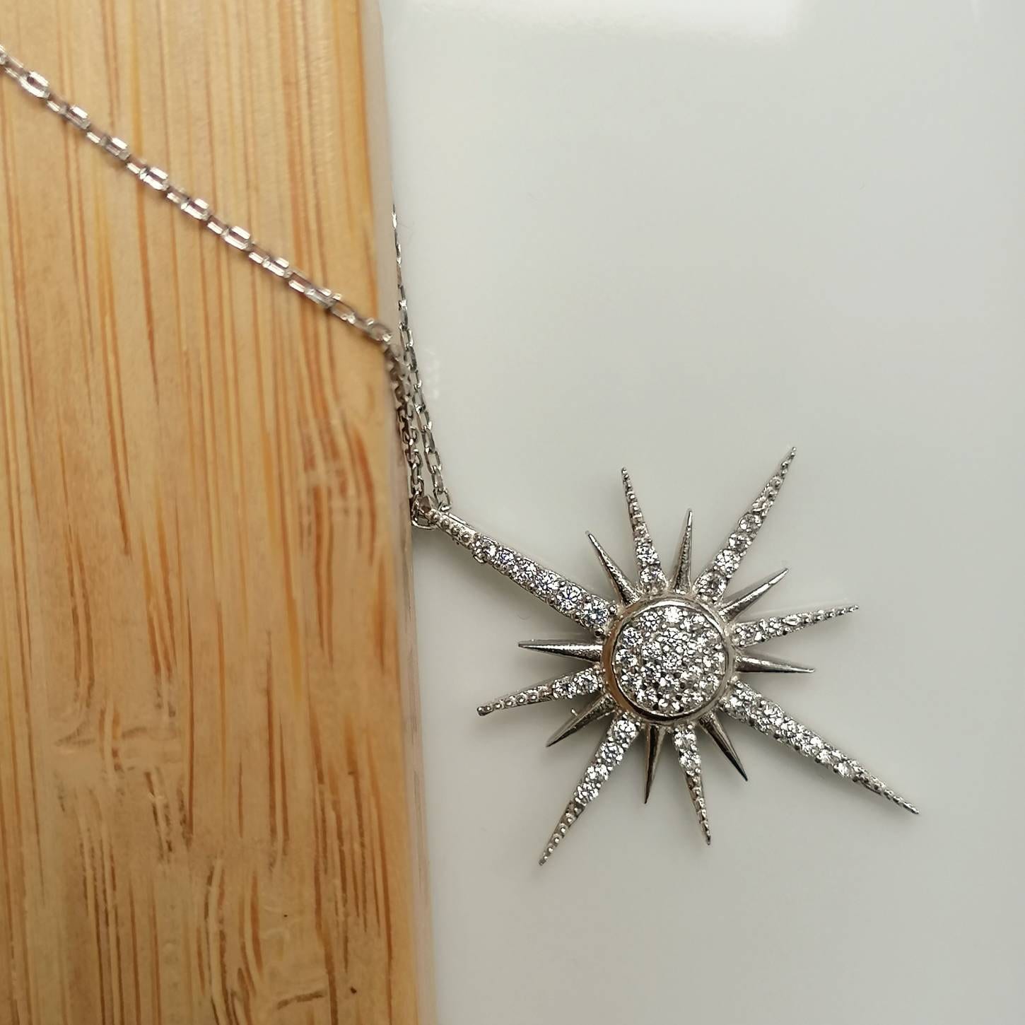 Collana Starburst In Argento Sterling Fatta A Mano: Ciondolo Con - Foto 9