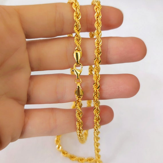 14Kゴールドロープチェーンネックレス：ツイストゴールドジュエリー