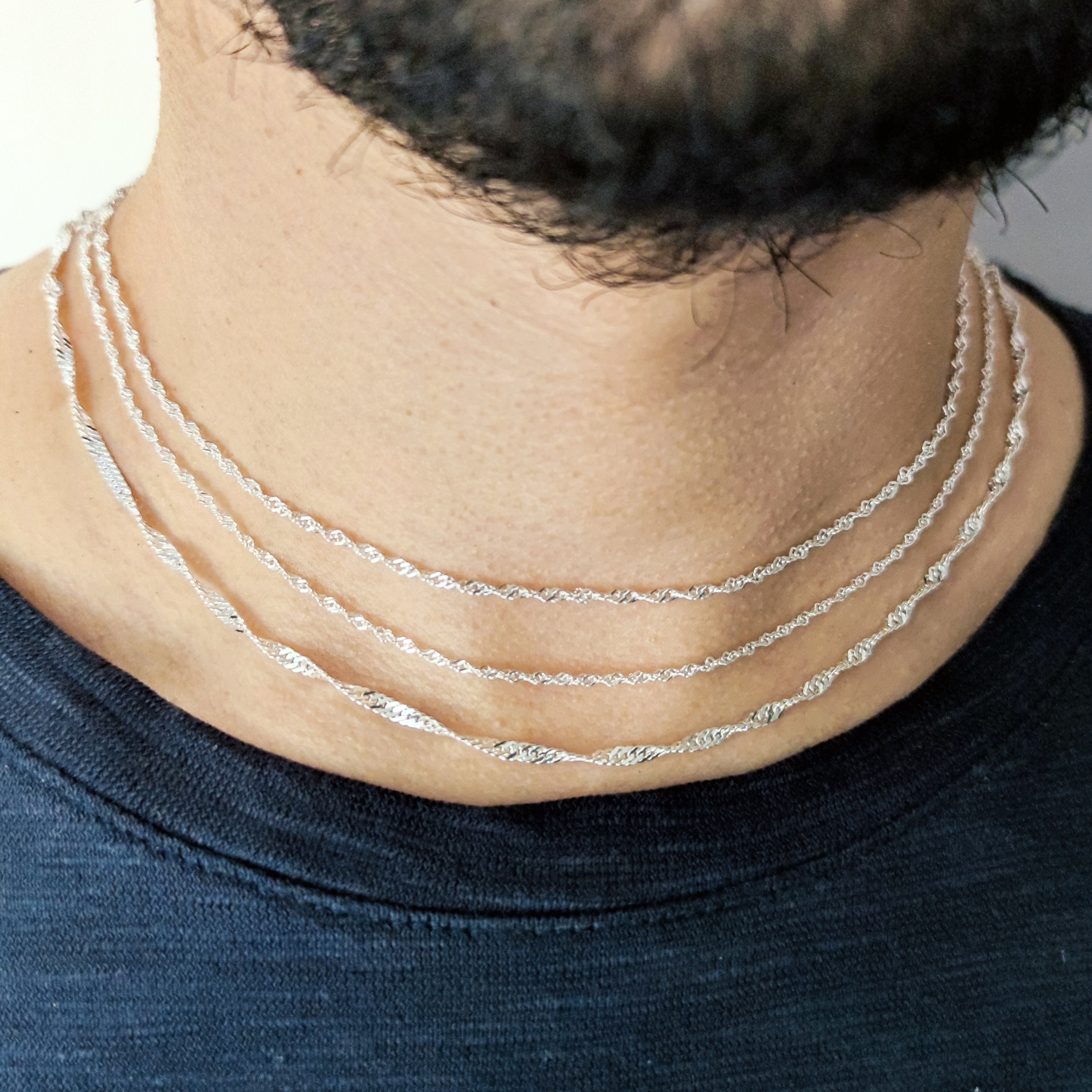 ネックレス・チョーカー Silver Swage / Twist Chain Necklace / Choker For Men & Women Sterling Silver925 Swage / Twist Chain Necklace / Choker For