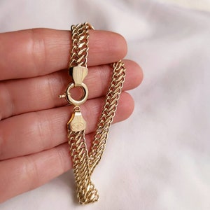14K Gold Vienna Chain Bracelet, Double Curb Chain Bracelet, Armoured Chain, Minimalist Jewelry, Thick Chain, Minimal Fine Jewelry, Gifts Her