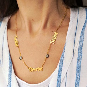 Family Name Necklace, Custom Name Jewelry, Pave Heart Charm Necklace, Perfect Gift for Wife, Children Names Necklace, Mother Necklace Name,