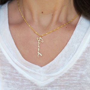 Minimalist Name Necklace in Sterling Silver, Custom Pendant, Vertical Custom Name Necklace, Long Necklace For Layering, Personalized Gift,