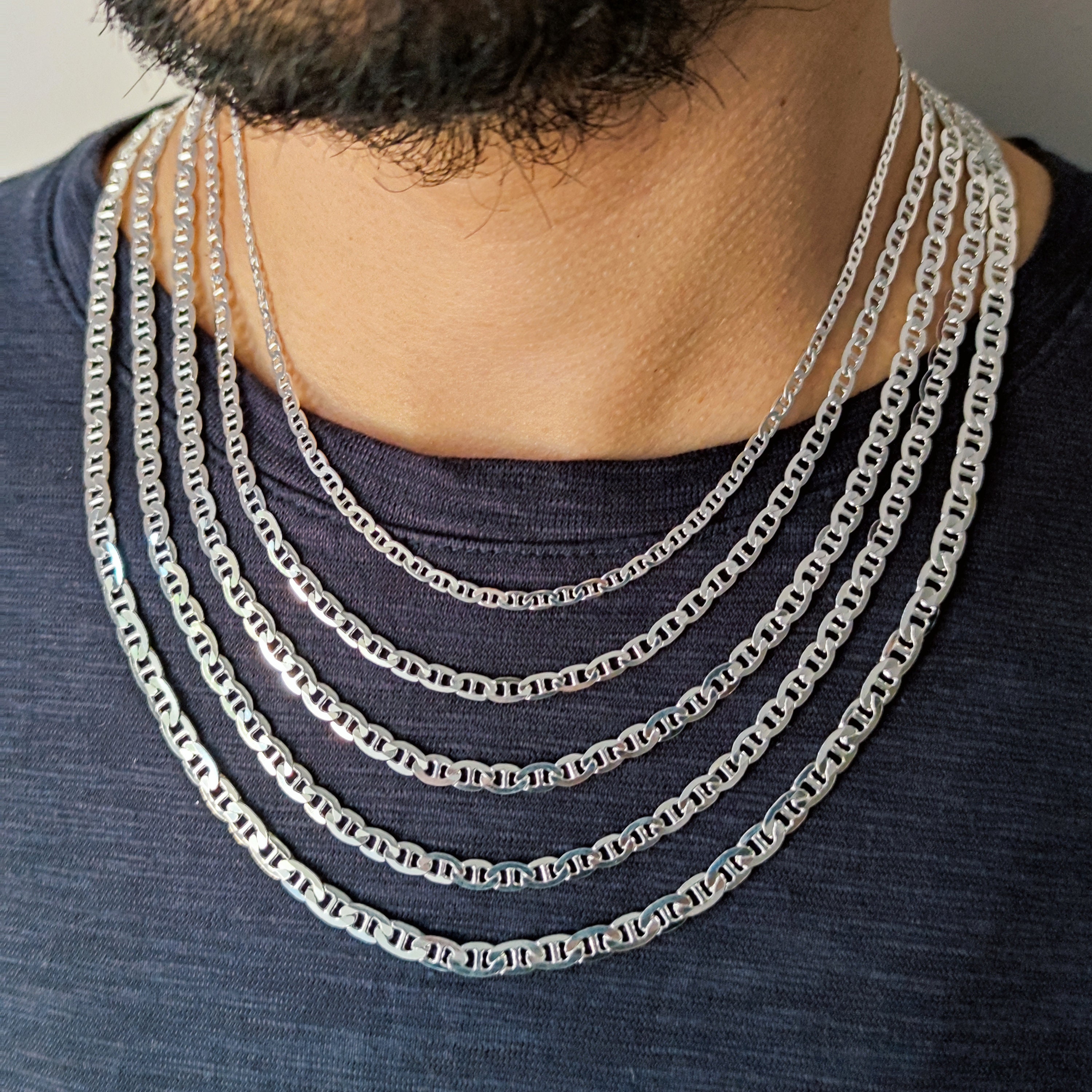 Sterling Silver Mariner Chain: Flat Anchor Link Necklace - Etsy
