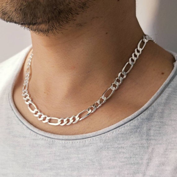 Mens sterling 2024 silver figaro chain