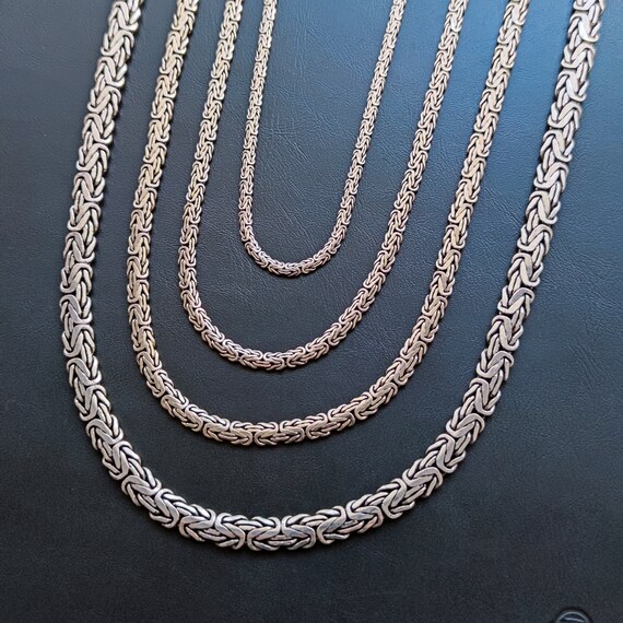 Buy Handmade Flat Byzantine 925 Sterling Silver Chain Necklace