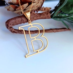 Big Letter Necklace, Personalized Name Necklace, Monogram Necklace, 925 Sterling Silver, Necklace for Women, Initial Necklace, Mothers Gift,