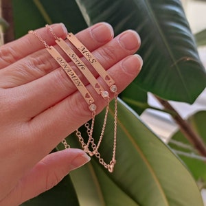 14k Gold ID Bracelet, Solid Gold Personalized Bracelet, Personalized Birthstone Bracelet, Custom Engraved Name Bracelet, Medical Id Bracelet
