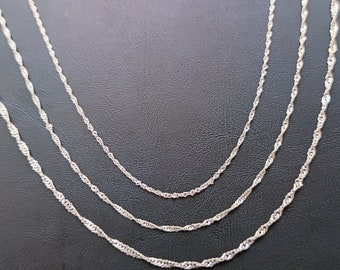Unisex 925 Sterling Silver Necklace, Silver Singapore Twist