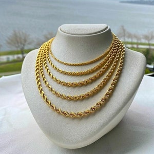 14K Gold Rope Chain Necklace: Twisted Gold Jewelry