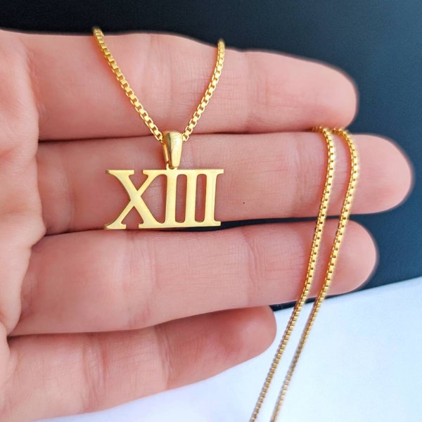 Personalized Roman Numerals Necklace, Custom Date Charm, Dainty Number Pendant, Birth Year Gift, Box Chain, Birthday Jewelry, Gifts For Her,