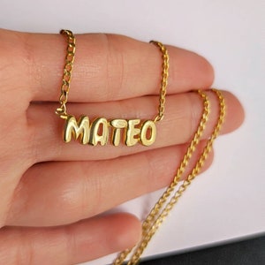 Bubble Letter Name Necklace, Puff Letter Necklace, Custom Necklace, Handmade Letters, Bubble Name Necklace 3D, Valentine's Day Gift For Her,