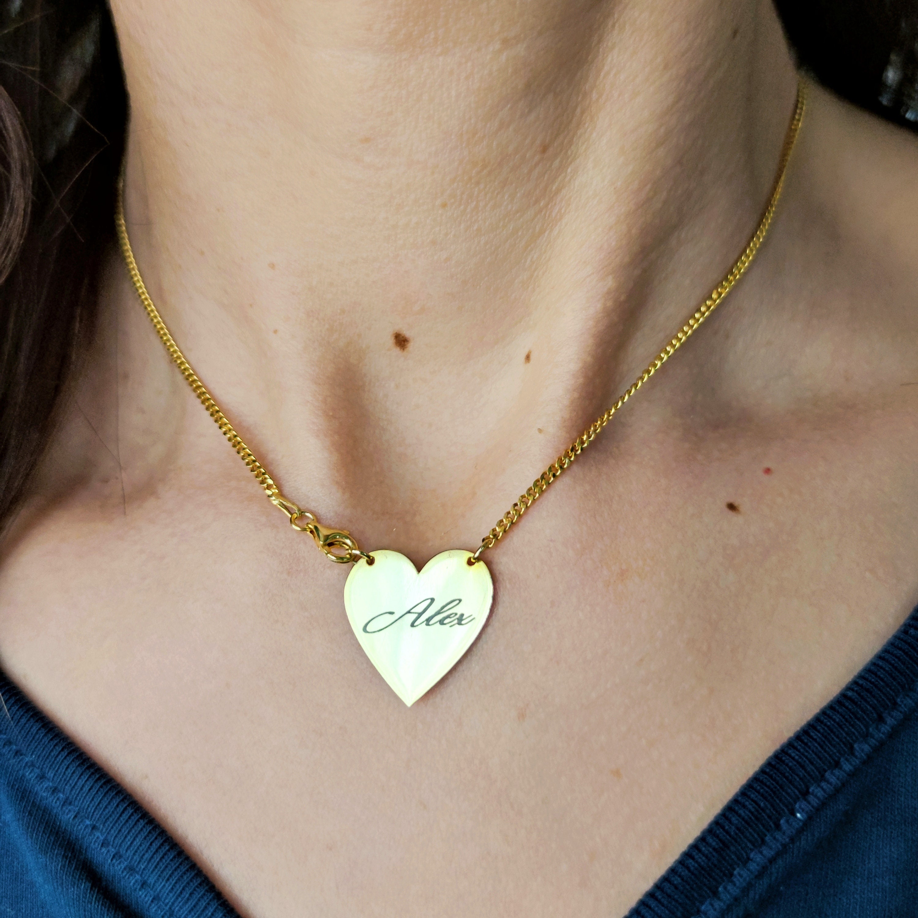 Dtja Collana Cuore Aperto Con Cristalli In Acciaio Inox, Donna, Catena Regolabile 45,7 Cm, Per Matrimonio E Anniversario (oro/argento)