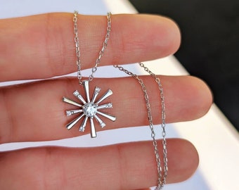 14K Solid Gold North Star Pendant Necklace: Celestial Jewelry Gift