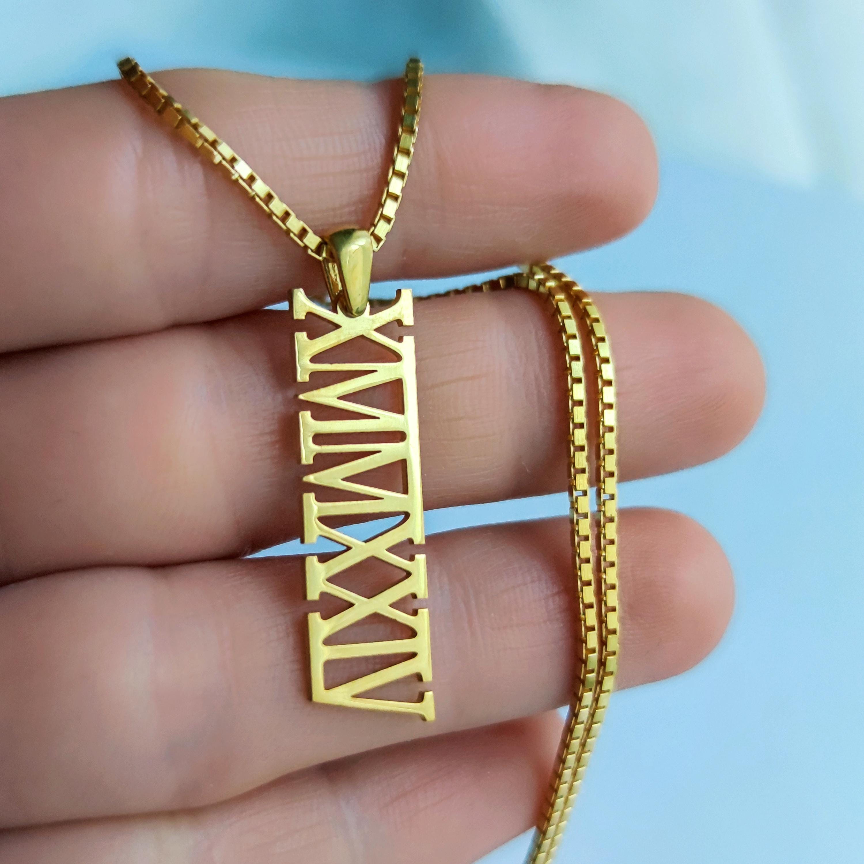 Sterling Silver Roman Numeral Necklace - Personalized Date Jewelry