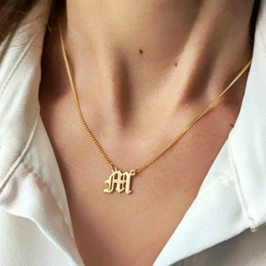 Silver Initial Necklace, Curb Chain Necklace, Personalized Letter Pendant Necklace, Custom Letter Necklace, Mens Necklace, Gifts For Him,