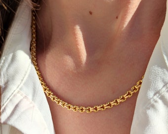 14K Gold Chain, Gold Rolo Chain Necklace, Link Cable Chain